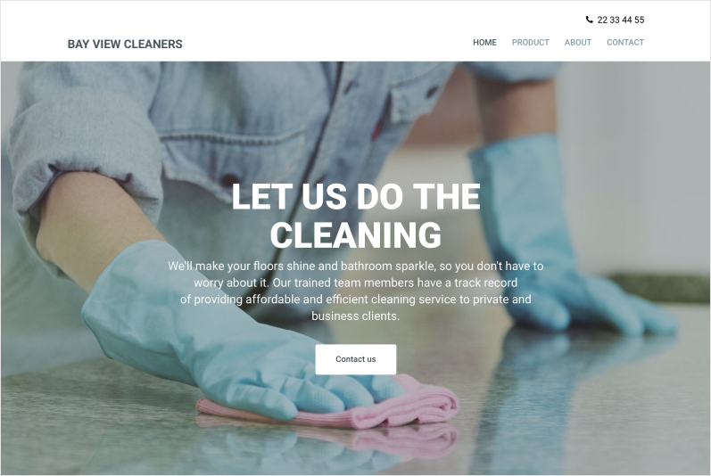 White-label website template for cleaning companies or others in the home and professional service sectors.