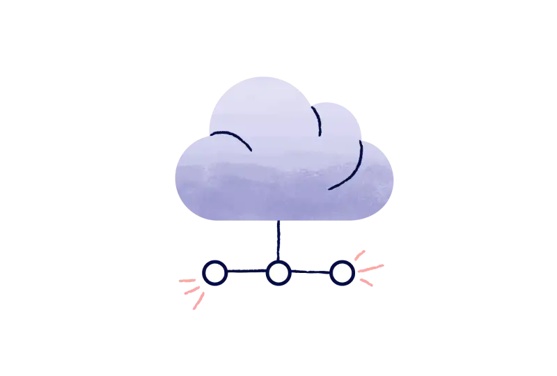 Image: Illustration of a cloud, lines, and dots 