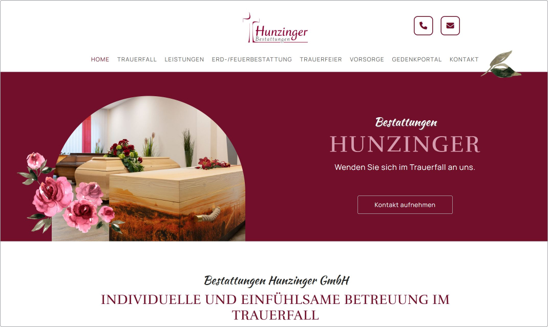 Mono - Best Website Competition 2024 Showcase - Hunzinger Bestattungen